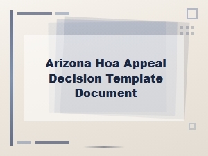 Arizona Hoa Appeal Decision Template